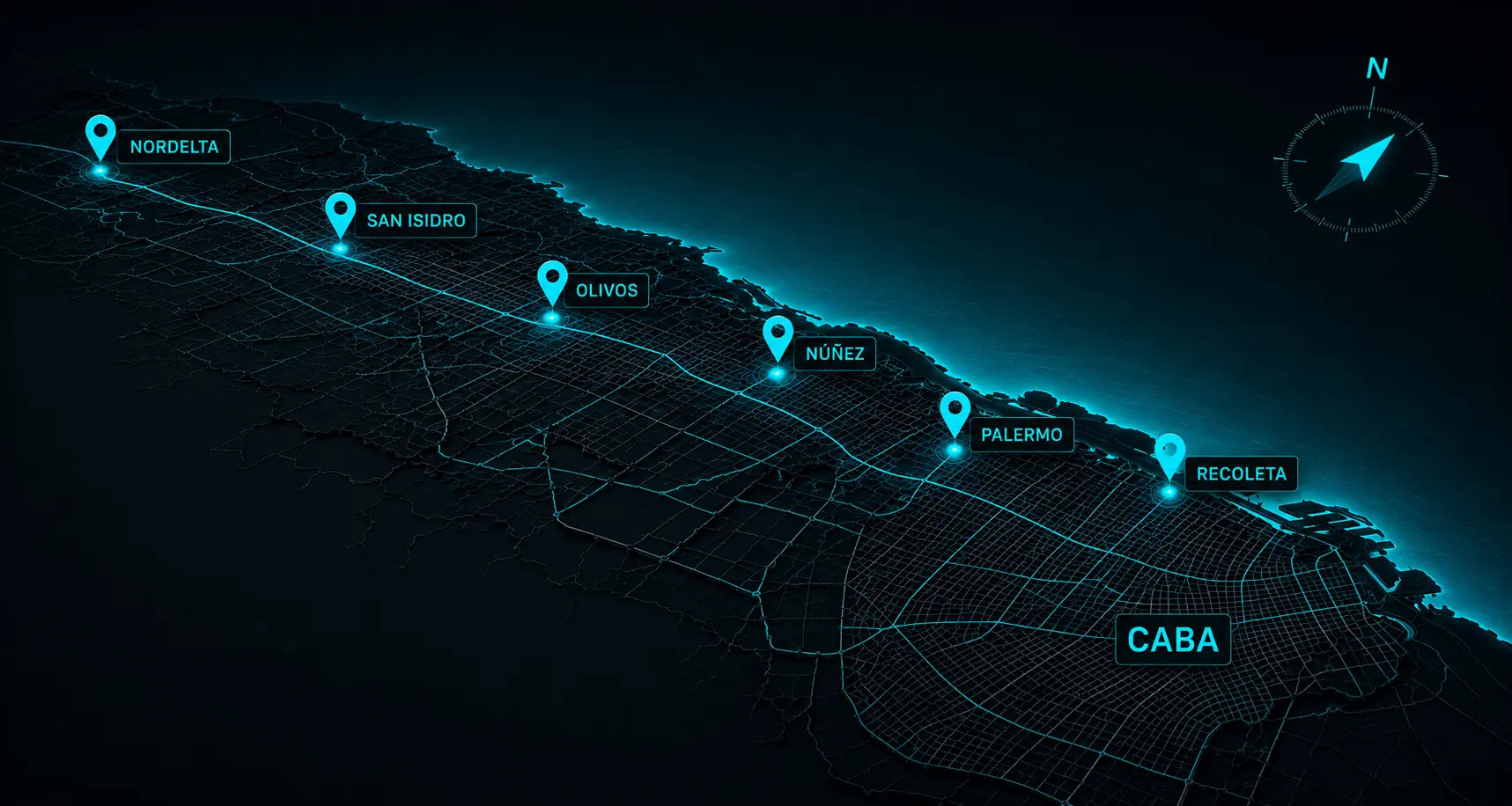 Mapa de cobertura CABA y Zona Norte - Clima Central Mova