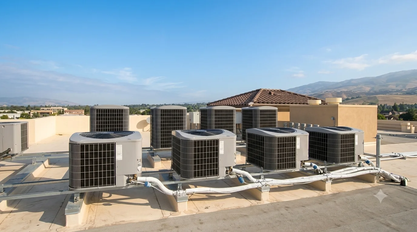Equipo rooftop de aire acondicionado central instalado en azotea