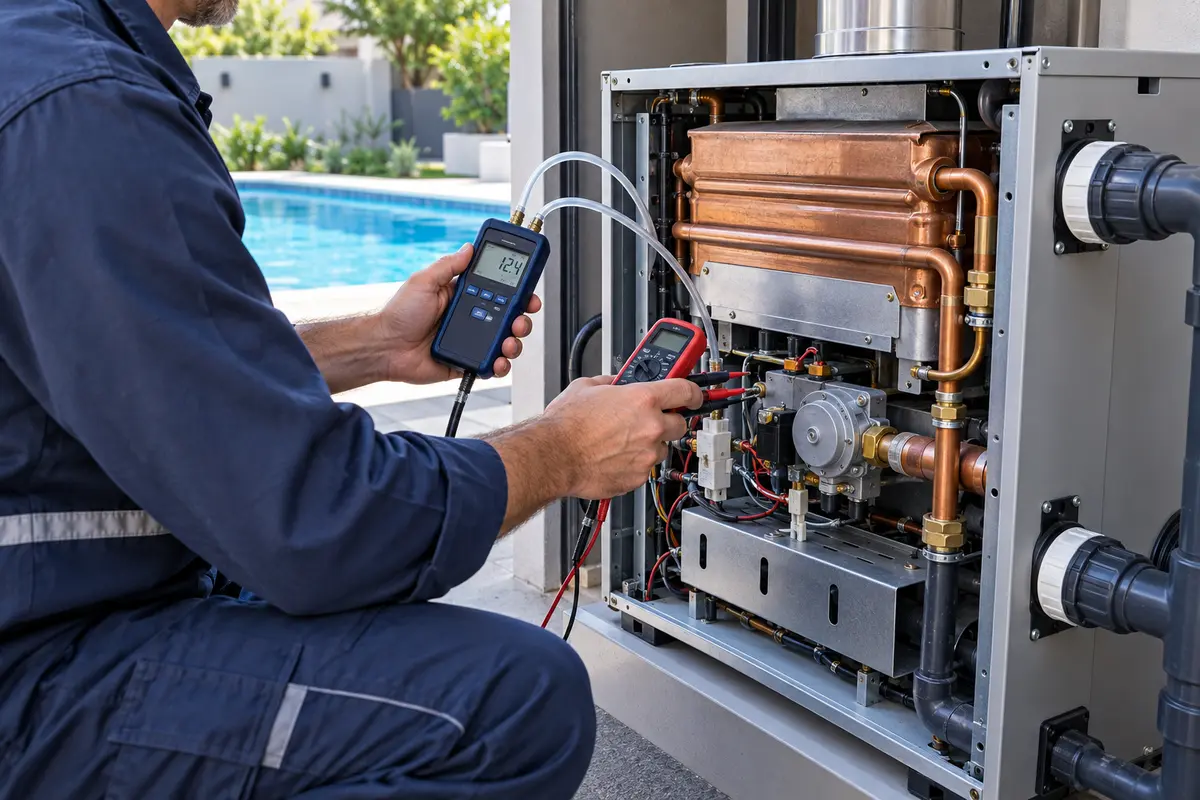 Diagnóstico técnico de los controles de un climatizador de piscina a gas